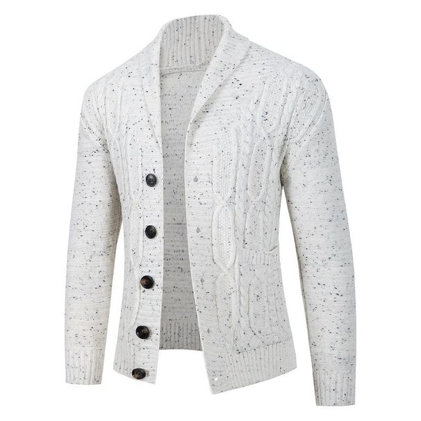 Loom Foreign Trade Cross-Border Autumn Winter New Fashion Cardigan European American Simple Solid Color Men's Sweater_viptrois.com