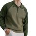 "Men's Contrast Collar Semi-Zip Polo Sweater – Oversized Knit Pullover With Raglan Sleeves, Machine Washable (5 Sizes, Green/Black/White)"_viptrois.com