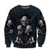 New Men's Sweater Crew Neck Trend Skull Loose Digital Printing Crew Neck Hatless Sweater_viptrois.com