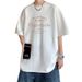Summer New Cotton Short-sleeved T-shirt Men's Heavy 220g Loose Trendy Brand Printed Versatile Crew Neck Half-sleeved Top_viptrois.com