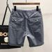Men's Clothing Loose Casual Khaki Outer Wear Elastic Waist Stretch Denim Shorts_viptrois.com