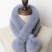 Korean version autumn and winter warm rabbit plush two tube thick fur ball solid color trendy women's scarf_viptrois.com
