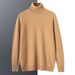 Men's Premium Cashmere Sweater – Classic High Neck Loose Fit Pullover For Autumn & Winter (Beige/Camel/Medium Gray/Black_viptrois.com