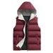 Men's Hooded Vest Jacket For Autumn Winter, Casual Sleeveless Zip-Up Waistcoat, Lightweight Sports Outerwear Side Pockets Polyester Blend (Black_viptrois.com