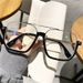 New Large Square Frame Anti Blue Light Glasses Korean Style Personality Double Beam Half Frame Glasses Frame Fashion Plain Plain Glasses_viptrois.com