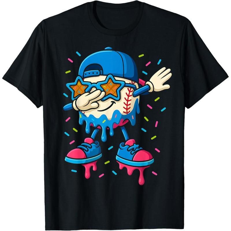 Camiseta Helado Goteo Para Hombres, Camiseta De Béisbol Con Gráfico_viptrois.com