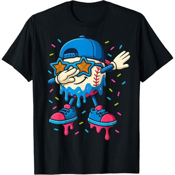 Camiseta Helado Goteo Para Hombres, Camiseta De Béisbol Con Gráfico_viptrois.com