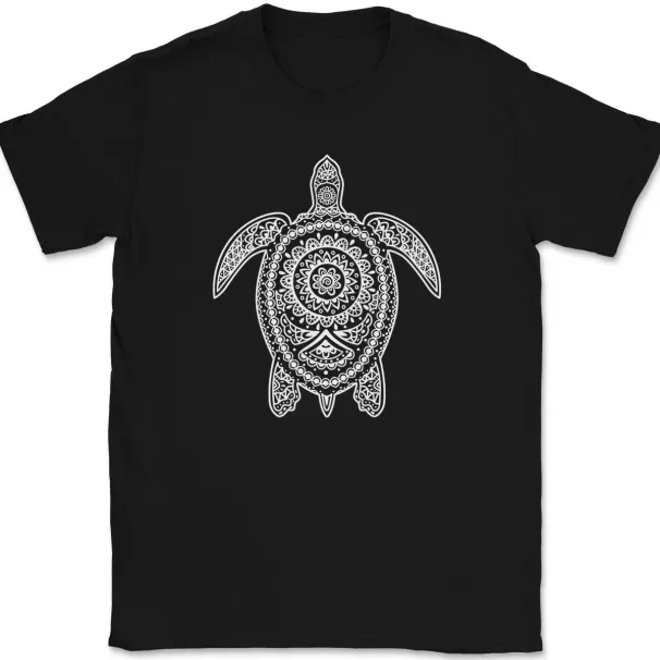 Turtle Mandala T-Shirt Mens Womens Tees Top Beautiful Pattern Ocean Sea Shell Graphic Gift Tee_viptrois.com
