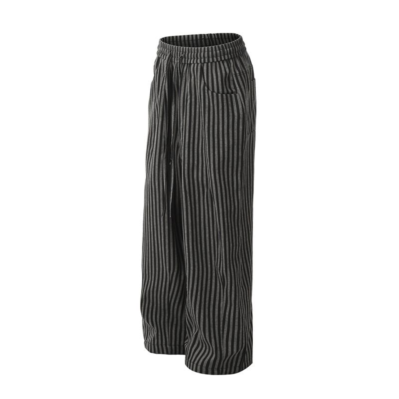 Men's Clothing Vertical Striped Wide Leg Casual Pants For Men And Women With Loose Drape And Versatile Straight Pants Long Pants_viptrois.com