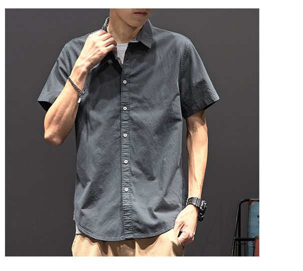 Men's Clothing Men's summer new short sleeved shirt summer casual business stand up collar youth white shirt_viptrois.com