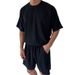 Men's Clothing Comfortable Solid Color Round Neck T Shirt Casual Sports Shorts Suit Loose_viptrois.com