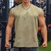Men's Slim Fit Workout Tank Top - Breathable Polyester Gym Vest With Vertical Stripes For Summer Sports & Casual Wear_viptrois.com