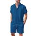 Men's Clothing Summer European And American Cross Border Men's Clothing Multi Pocket Workwear Short Sleeved T Shirt Shorts Casual Suit_viptrois.com