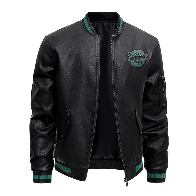 Men's Clothing Splicing Fashion Embroidery PU Leather Men's Jacket Japanese Fashion Brand Motorcycle Clothes Large Size Leather Jacket_viptrois.com