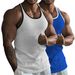 Men's Summer Vertical Striped Knit Fitness Casual Sports Straight Hem Multicolor Slim Fit Tank Top_viptrois.com