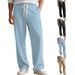 Loose New Leisure Straight Jacquard Knitted Tethered Dating Sports Trousers_viptrois.com