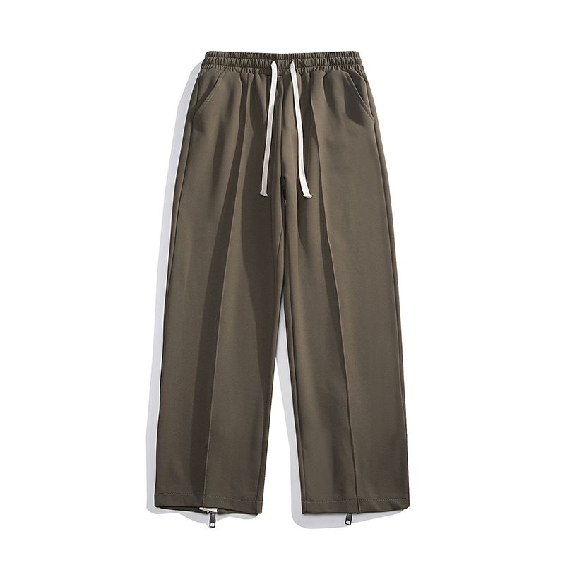 Men’s Loose-Fit Casual Trousers – Slightly Flared, Solid Color, Minimalist Streetwear (Black/Dark Gray/Pea Green/Apricot/Camel, M-XXXL)_viptrois.com