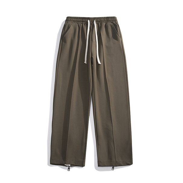 Men’s Loose-Fit Casual Trousers – Slightly Flared, Solid Color, Minimalist Streetwear (Black/Dark Gray/Pea Green/Apricot/Camel, M-XXXL)_viptrois.com