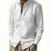 Men's Linen Casual Shirt – Breathable Button-Up Shirt With Lapel Collar (White/Black/Army Green/Khaki/Light Blue, Sizes S-XXXL_viptrois.com