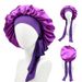 Elastic streamer satin round hat solid color women's long hair nightcap makeup hat knotted beauty perm hat_viptrois.com