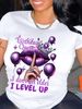 Camiseta Patrón Reina El Cumpleaños La Reina, Mezcla Poliéster, Camiseta Casual Cuello Redondo Con Estampado Globos Y_viptrois.com
