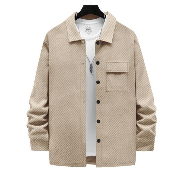Men's Heavyweight Jacquard Knit Shirt Jacket – Vintage-Inspired Collared Overshirt With Textured Geometric Patterns_viptrois.com