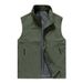 Men's Lightweight Windproof Vest Jacket - Breathable Workwear Sleeveless Zip-Up With Utility Pockets (Black/Khaki/Navy/Cream/Olive Green)_viptrois.com
