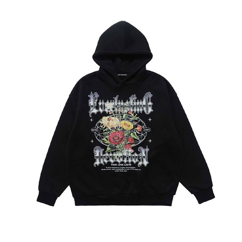 American-style Trendy Brand Hoodie With Gradient Text Print, Loose Fit Men And Women, Suitable For Couples_viptrois.com