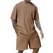 Men's Clothing Sports Solid Color Round Neck Pullover Vertical Striped T Shirt Shorts Short Sleeves Two Piece Suit_viptrois.com