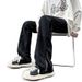 boy European And High Street Vibe Men Autumn White Feel Slightly Flared Wide Leg Floor-Length Pants Trendy Brand American_viptrois.com