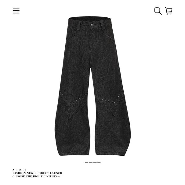 Men's Clothing Retro Machete Design Jeans Men And Women Trendy Brand Wide Leg Loose Cleanfit Pants Summer_viptrois.com