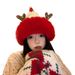 New deer horn for children in winter, cute warm plush hat, thick and face enhancing, small knitted yarn hat_viptrois.com