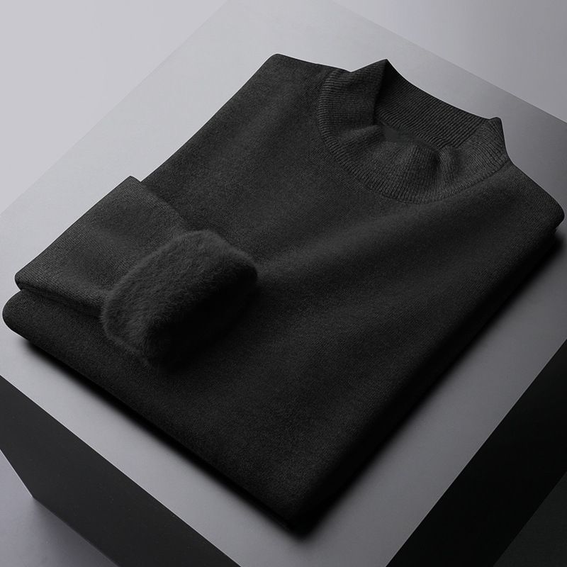 Men's Fleece Lined Turtleneck Sweater - Winter Warm Business Casual Pullover, Soft Knit Fleece Inner Layer, Comfortable & Stylish_viptrois.com