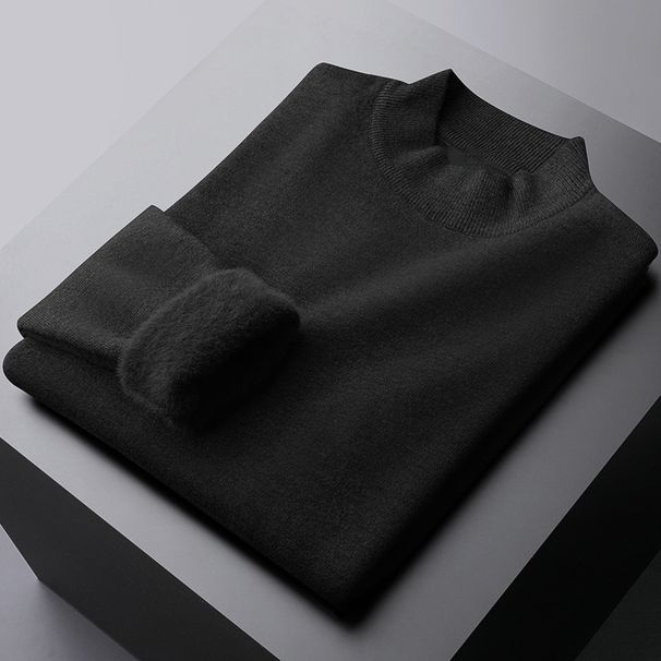Men's Fleece Lined Turtleneck Sweater - Winter Warm Business Casual Pullover, Soft Knit Fleece Inner Layer, Comfortable & Stylish_viptrois.com