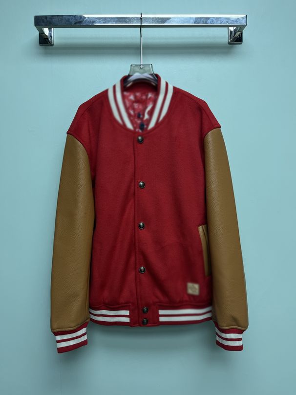 High Quality 2025 Autumn Winter New Red Wool Leather Baseball Jacket Loose Cardigan For Men And Women_viptrois.com
