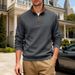 Men's Winter Quarter-Zip Fleece Sweatshirt With Stand Collar, Casual & Business Loungewear, Long Sleeve Pullover (Army Green, Black)_viptrois.com