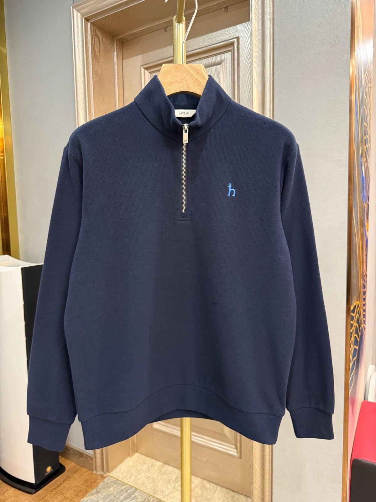 Original Top Version Hazzys Men's Stand Collar Half-Zip Long Sleeve Sweatshirt_viptrois.com