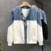 Cool Contrast Color Denim Jacket Men's Spring And Autumn Style New Men's Spirited Young Man Autumn And Winter Youth V Neck Top_viptrois.com