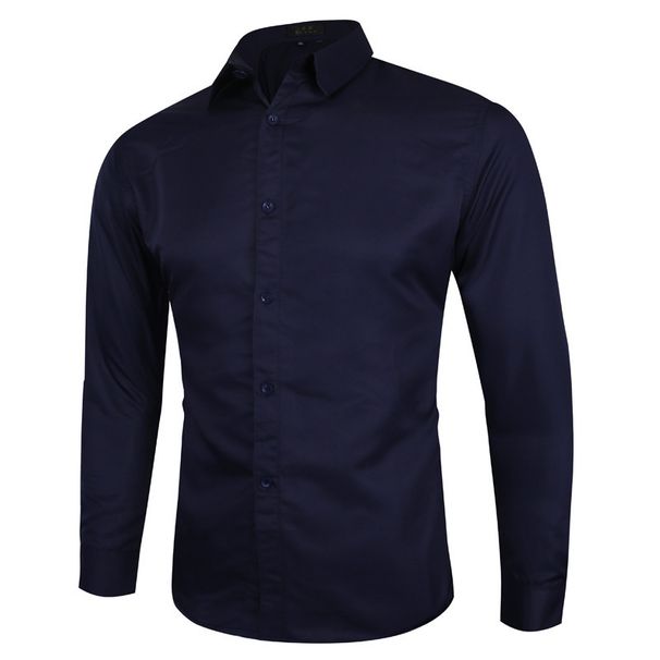 plus Size Men's Long Sleeved Shirt Fashionable Business Casual Style Available in Multiple Colors for All Seasons_viptrois.com