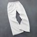 Retro American Style Fleece-Lined Sweatpants With Letter Embroidery, Drawstring Waist Unisex Thick Winter Lounge Pants_viptrois.com