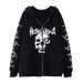 Gothic Y2K Unisex Hoodie With Skull Print - Oversized Zip-Up Streetwear Sweatshirt For Men & Women - Dark Aesthetic Pullover (Black, White, Gray, )_viptrois.com