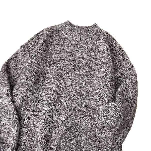 Soft And Sticky Round Neck Sweater, Warm And Loose Knit Sweater, Trendy Brand Base Woolen Sweater_viptrois.com