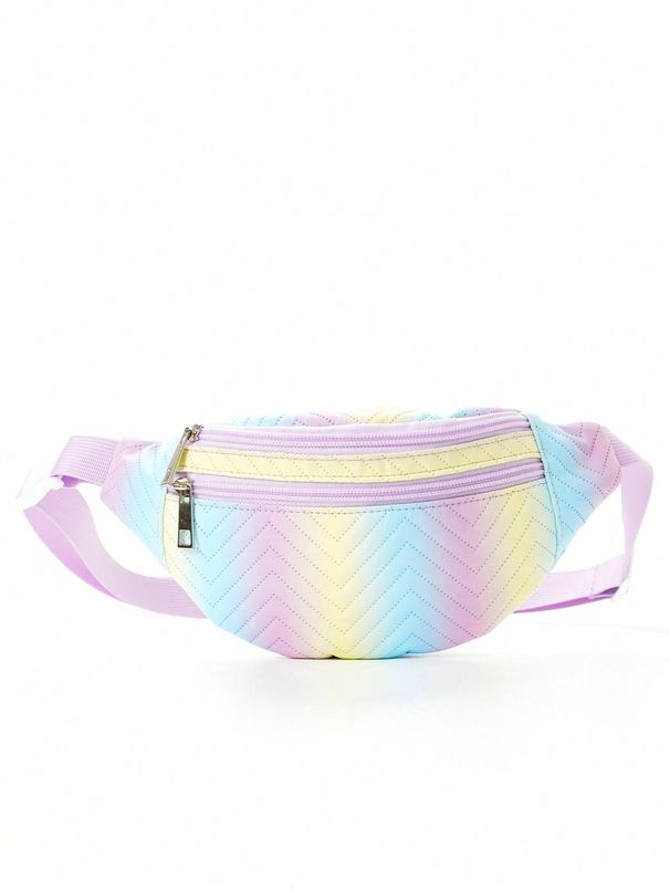 Chest Bag Children's Printed Multi Color New Fashion Trend Diamond Shoulder Crossbody Bag Personality V Shaped Embroidery Line Large Capacity_viptrois.com