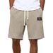Men's Trendy Brand Label Waffle Knit Summer Casual Sports Shorts Loose Fitting Thin Cool Skin Friendly Five Point Length_viptrois.com