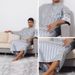 Men's Clothing New Clothing Striped Robe With Mid Sleeve Embroidery Saudi_viptrois.com