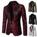Men's Color Matching Suit European Size Casual Suit Jacket Large Body Jacquard Performance Suit Jacket For Men_viptrois.com
