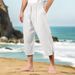 Men's Cotton Linen Pants Summer Casual Beach Trousers With Drawstring Waist Elastic Comfortable Breathable Straight Leg Lounge Pants_viptrois.com