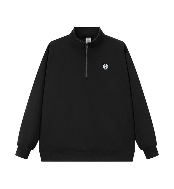 Men's Clothing 320g Stand Collar Half Zip Sweatshirt Men's Loose US Embroidered Versatile Trendy American Style Top Wholesale_viptrois.com