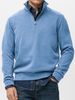 "Men's Half-Zip Stand Collar Sweatshirt – Versatile Casual Pullover, Long Sleeve Crewneck With Stylish Contrast Trim (S-5XL)"_viptrois.com