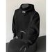 White Flower Gray Turtleneck Hooded Sweater Men's And Women's Autumn And Winter American Splicing Embroidered Jacket Stiff Inner Cover_viptrois.com